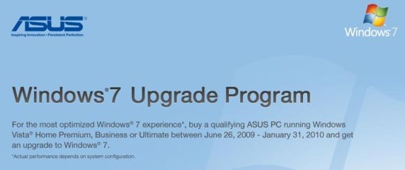 Asus bietet seinen Kunden eine Upgrade-Option für ab dem 26. Juni gekaufte PCs mit vorinstalliertem Vista Home Premium, Business und Ultimate an (Bild: Asus).
