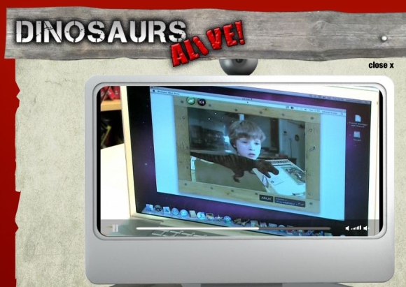 Total Immersions Augmented-Reality-Software erweckt am Bildschirm einen Tyrannosaurus Rex zum Leben (Screenshot: ZDNet).
