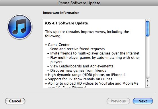 iOS 4.1 bringt neue Funktionen wie HDR-Fotos und Game Center, behebt Fehler und schließt zahlreiche Sicherheitslücken (Screenshot: ZDNet).
