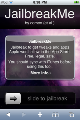 Das Online-Jailbreak für iPhone, iPod Touch und iPad basiert anscheinend auf Schwachstellen in iOS (Screenshot: ZDNet).
