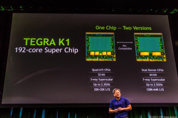Nvidia-CEO Jen-Hsun Huang stellt das System-on-a-Chip Tegra K1 vor (Bild: News.com).