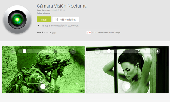 Gefährliche App: Camera Vision Nocturna (Screenshot Avast)