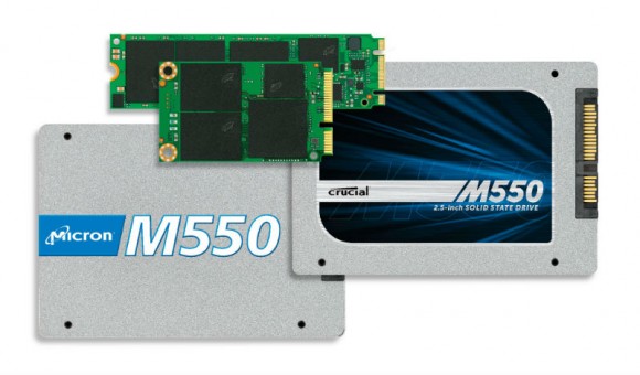 Die Crucial M550 bietet Micron als 2,5-Zoll-SATA-Modell sowie in den gehäuselosen Formfaktoren mSATA und M.2 an (Bild: Micron).
