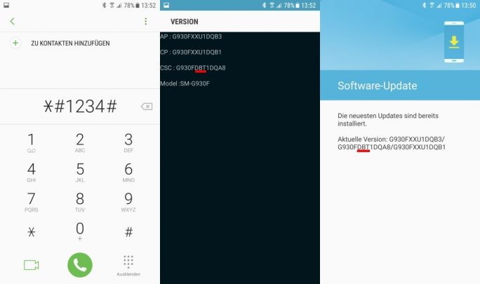 Galaxy S7/S7 Edge: Provider-Code in CSC (Bild: ZDNet.de)