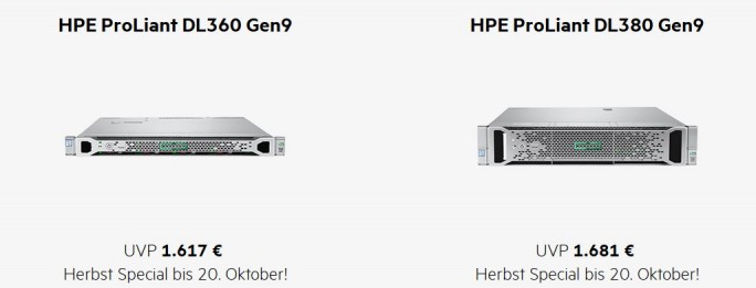 HPE ProLiant DL360 Gen9 und DL380 Gen 9 bis 20. Oktober günstiger (Screenshot: ZDNet.de)