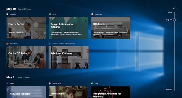 Windows 10 mit Timeline (Bild: Microsoft)
