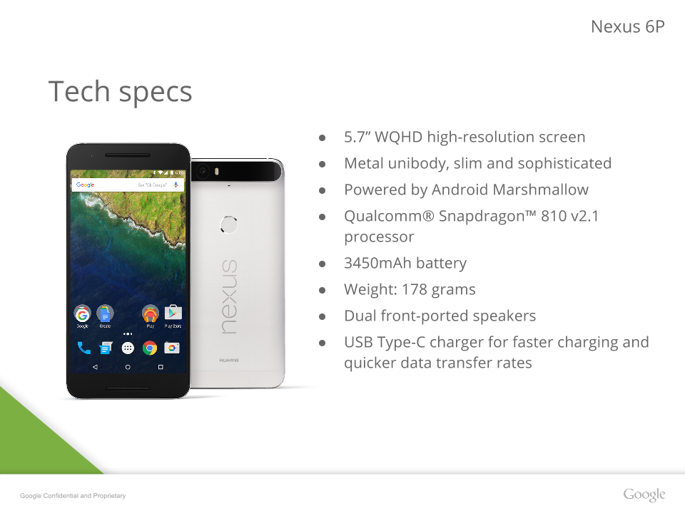 Nexus 6P: Spezifikationen