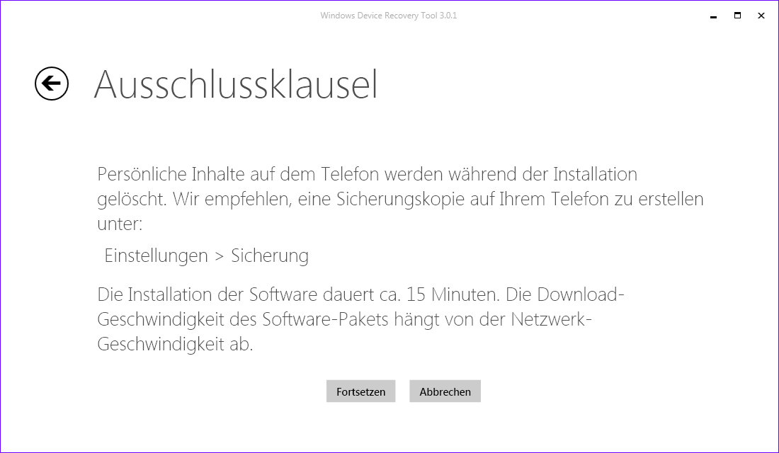Downgrade auf Windows Phone 8.1