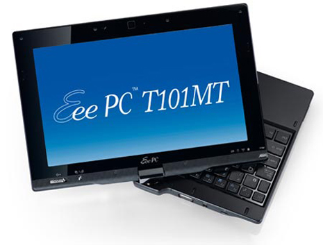 Asus wird seine Eee-Produktreihe, hier das Tablet-Netbook Eee PC T101MT, voraussichtlich im Juli um ein Eee Pad genanntes Tablet erweitern (Bild: Asus).
