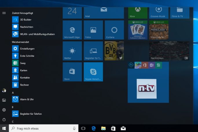 Im Windows 10 Creators Update lassen sich Ordner für Kacheln im Startmenü erstellen