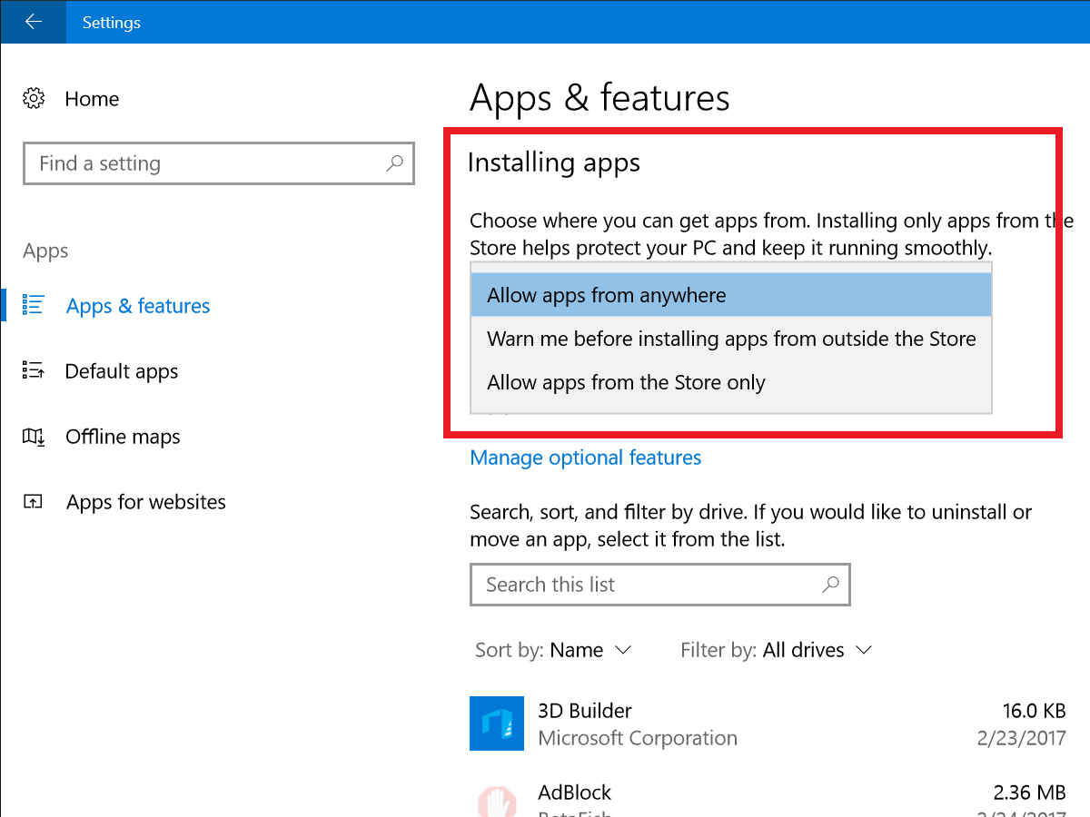 Windows 30 Creators Update: App-Installationen lassen sich auf