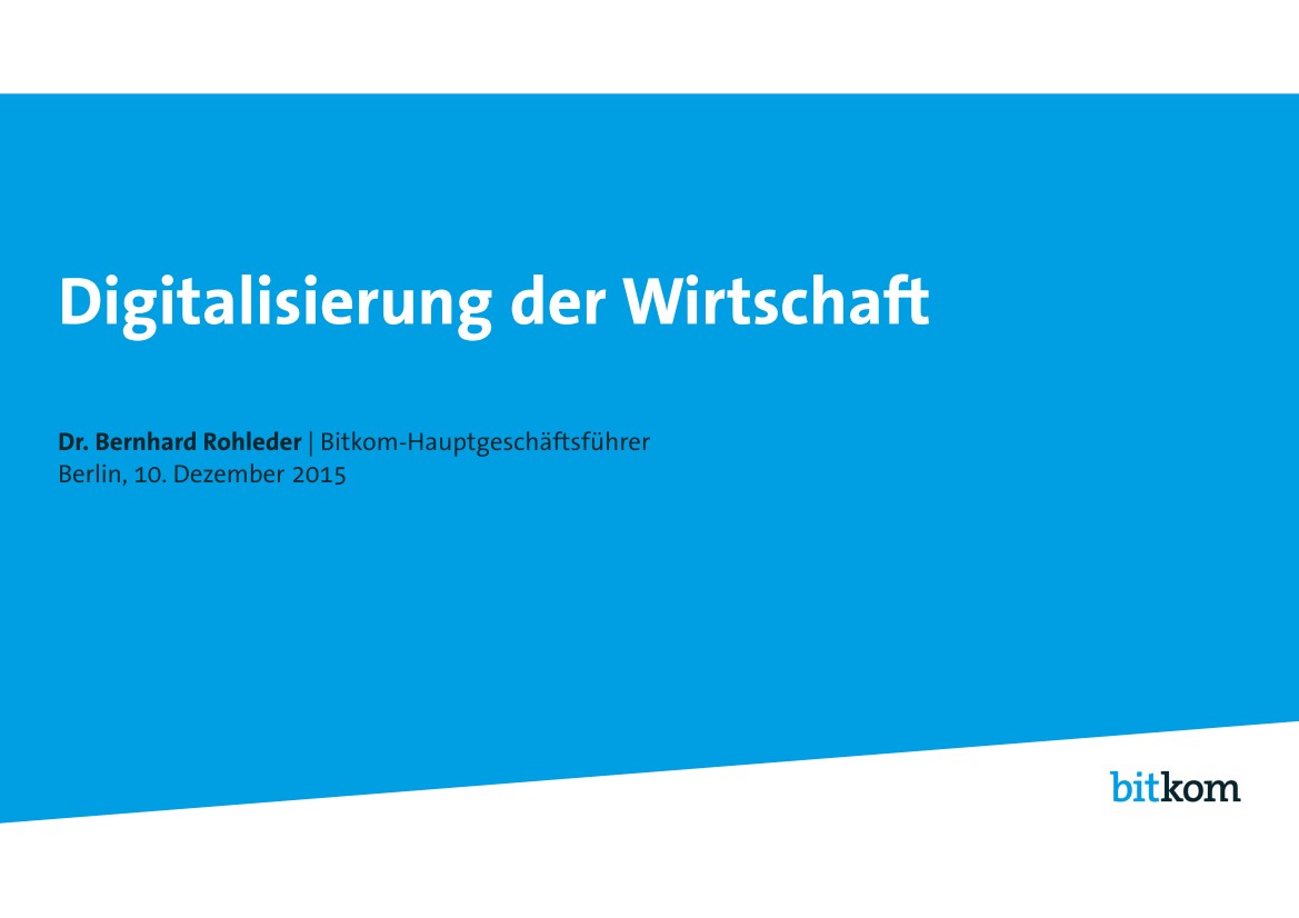 Bitkom: Digitalisierung in Deutschland 2015