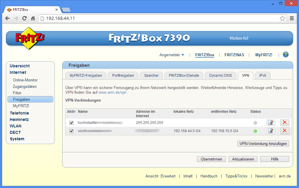 FritzOS 6: VPN-Überblick