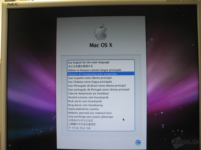 Nach kurzer Zeit erscheint die gewohnte grafische Oberfläche der Mac-OS-Installation.