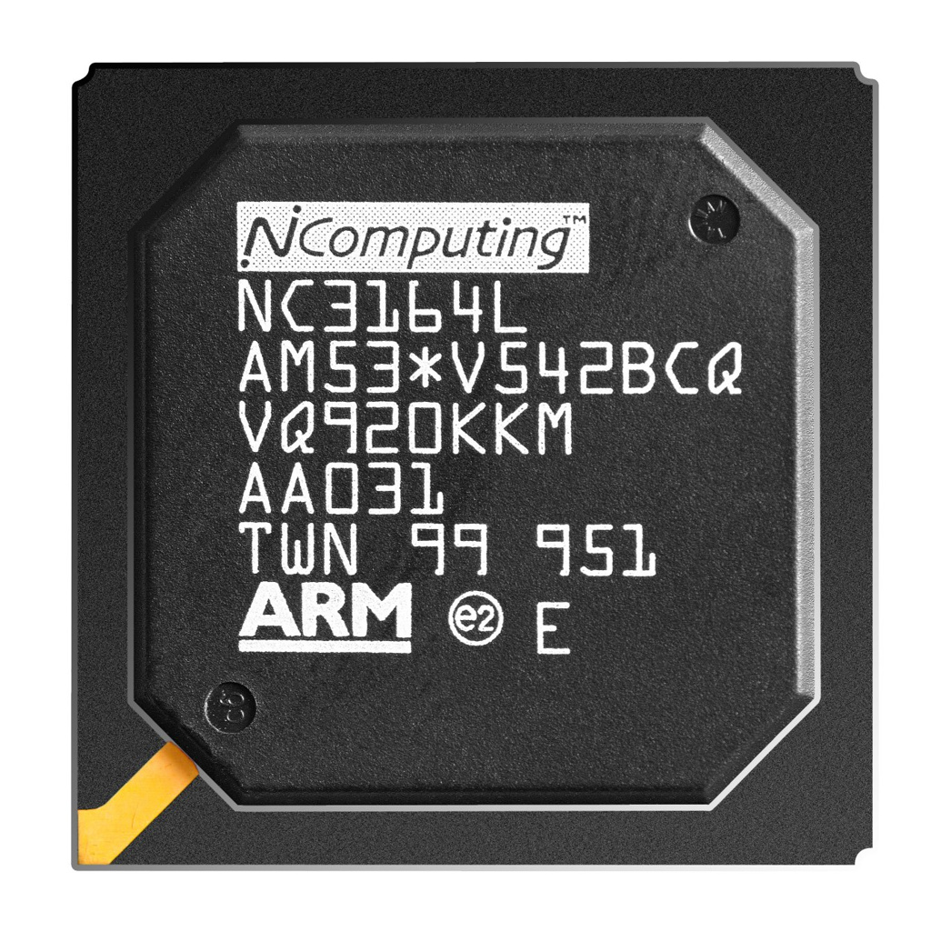 Der von NComputing entwickelte System-on-Chip (SoC) mit Namen "Numo" bildet die treibende Kraft im Inneren des L300 und darauf basierender Geräte von Fujitsu (Bild: NComputing).
