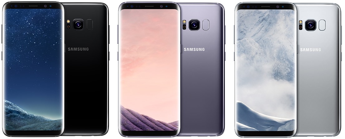 In Deutschland stehen als Farboptionen Schwarz, Grau und Silber zur Auswahl. In der Schweiz gibt es die Geräte zusätzlich noch in Blau, während in Österreich die Galaxy-S8-Smartphones nur in Scharz und Grau angeboten werden (Bild: Samsung).